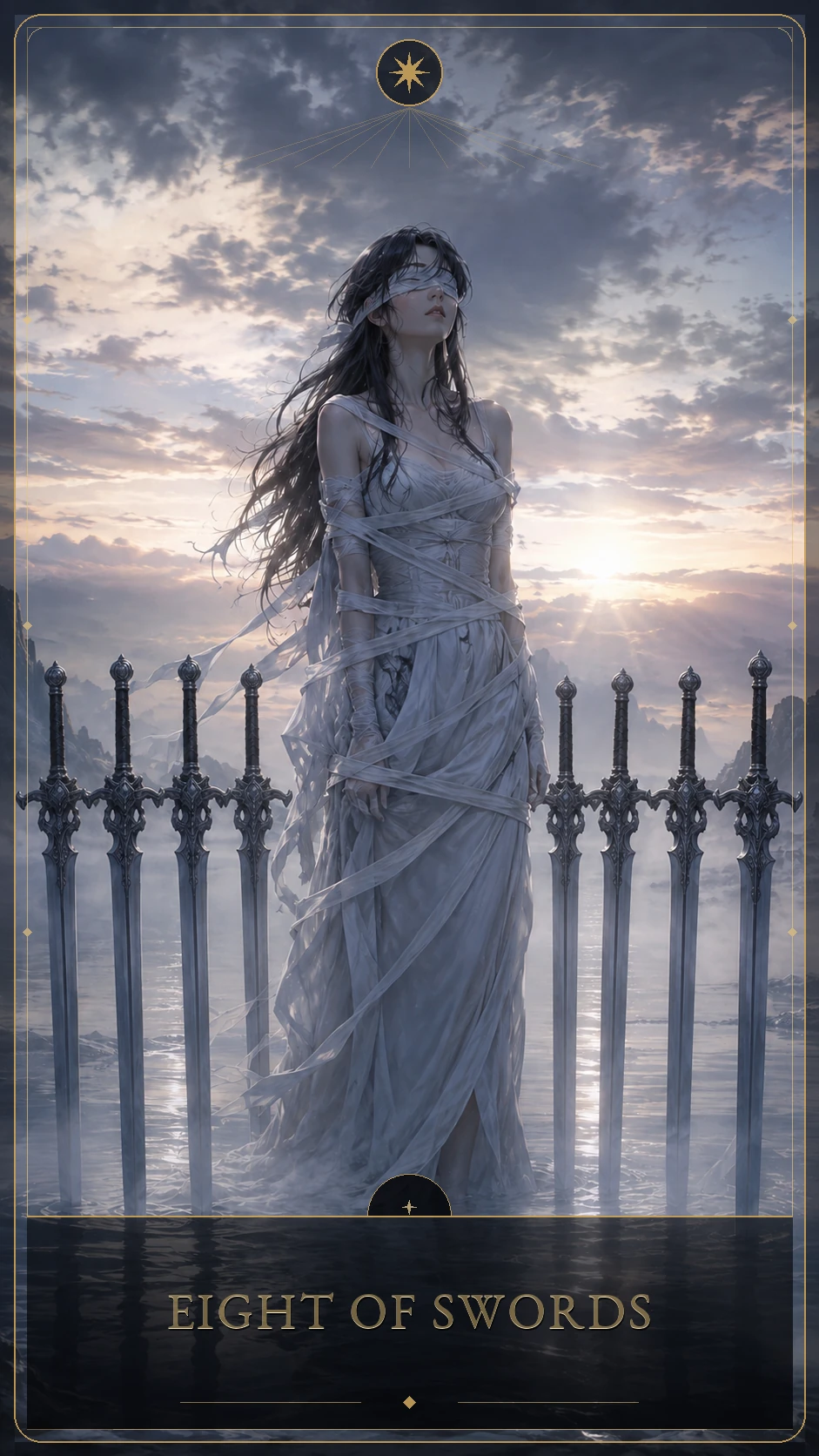 Eight of Swords — canonical Lúmina tarot card