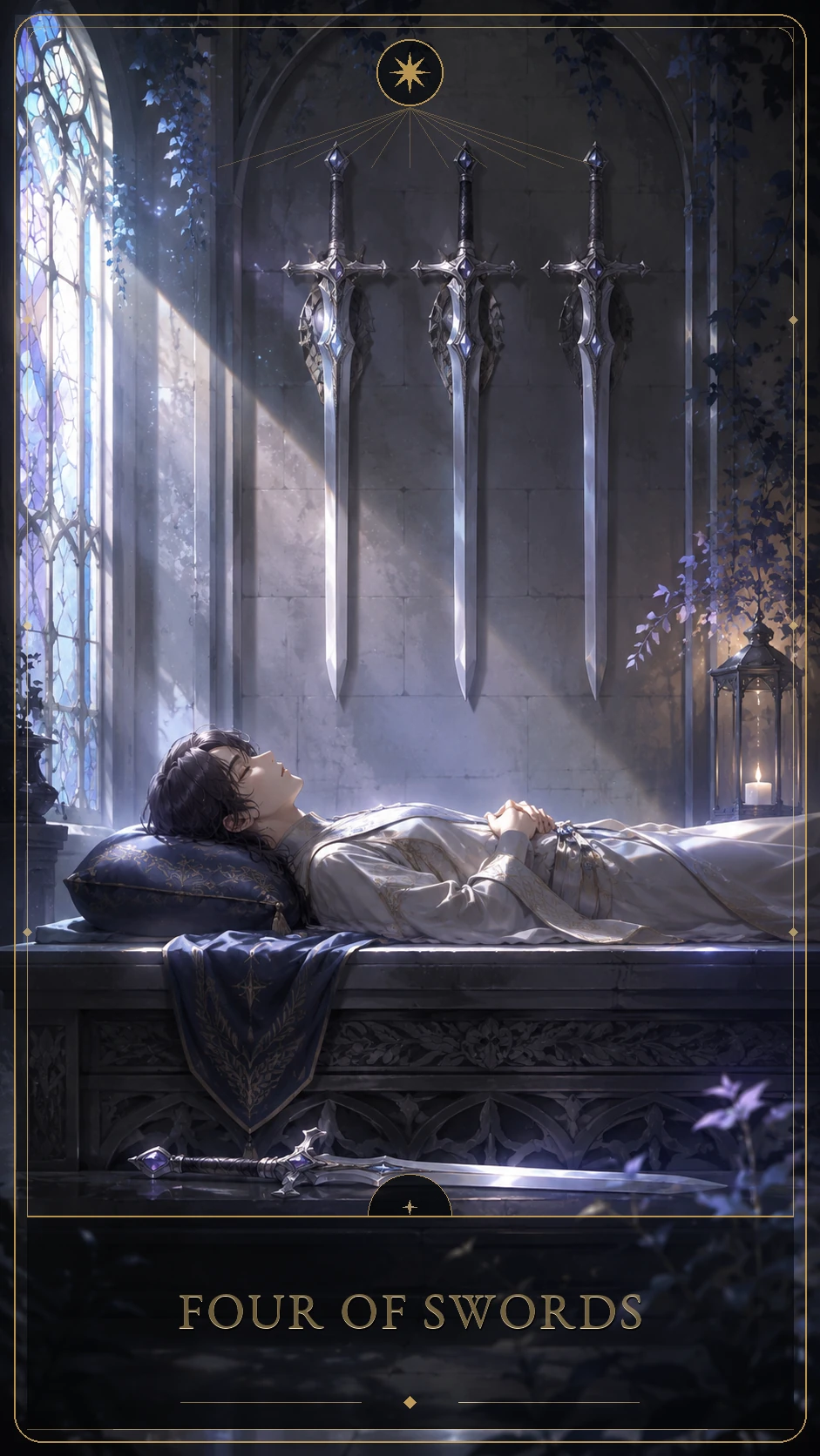 Four of Swords — canonical Lúmina tarot card