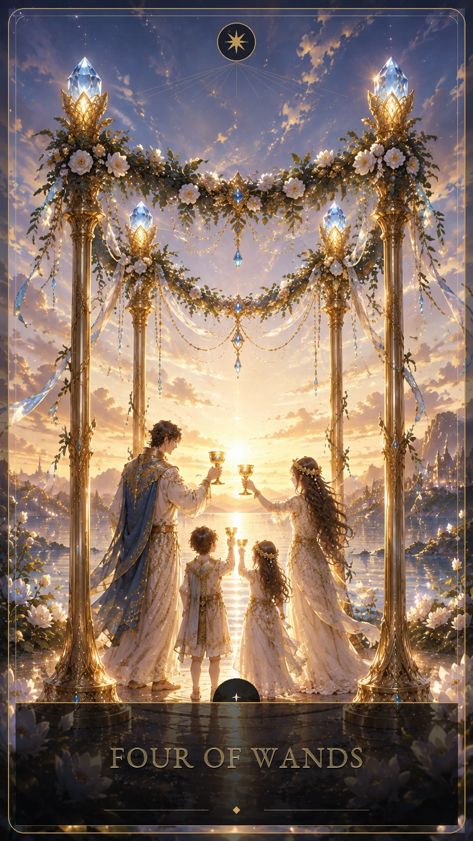 Four of Wands — canonical Lúmina tarot card