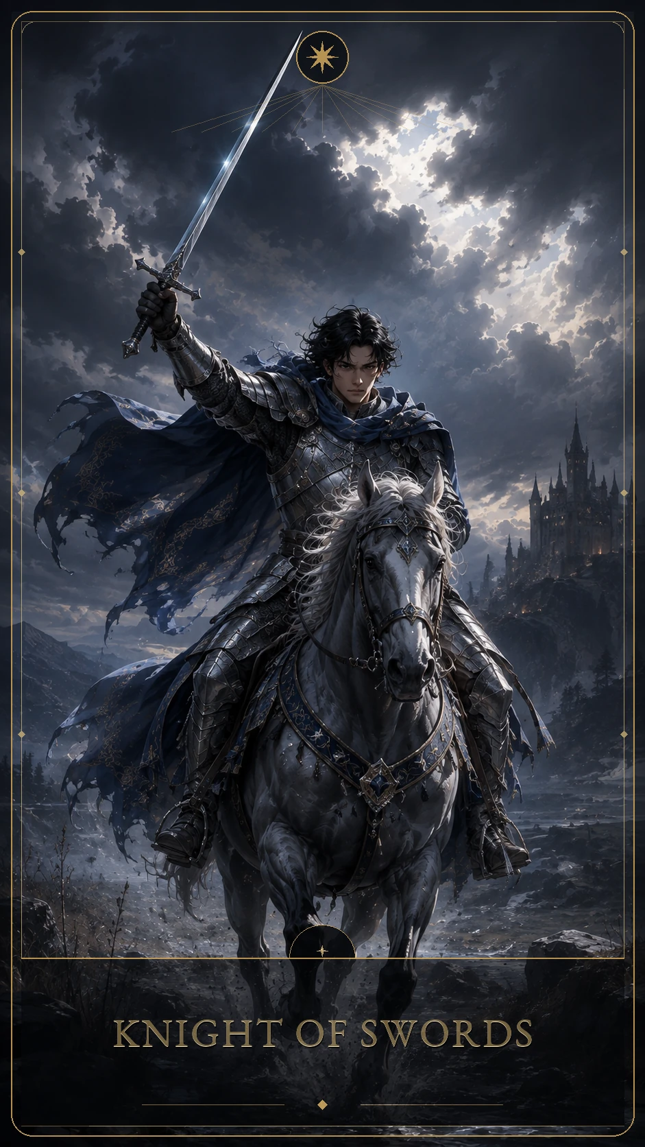 Knight of Swords — canonical Lúmina tarot card
