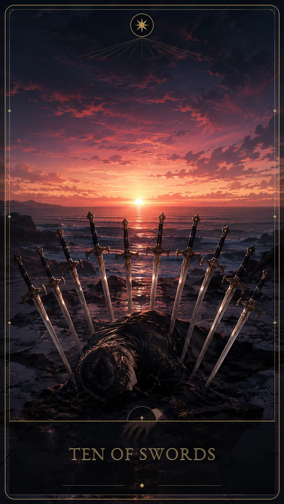 Ten of Swords — canonical Lúmina tarot card