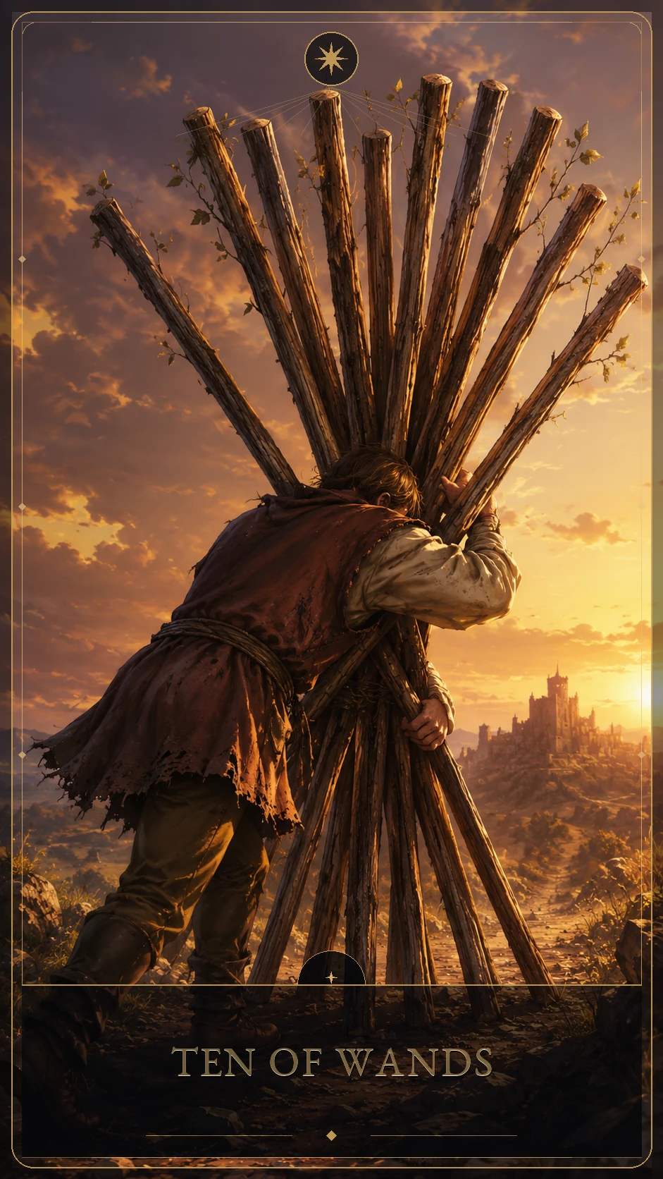 Ten of Wands — canonical Lúmina tarot card