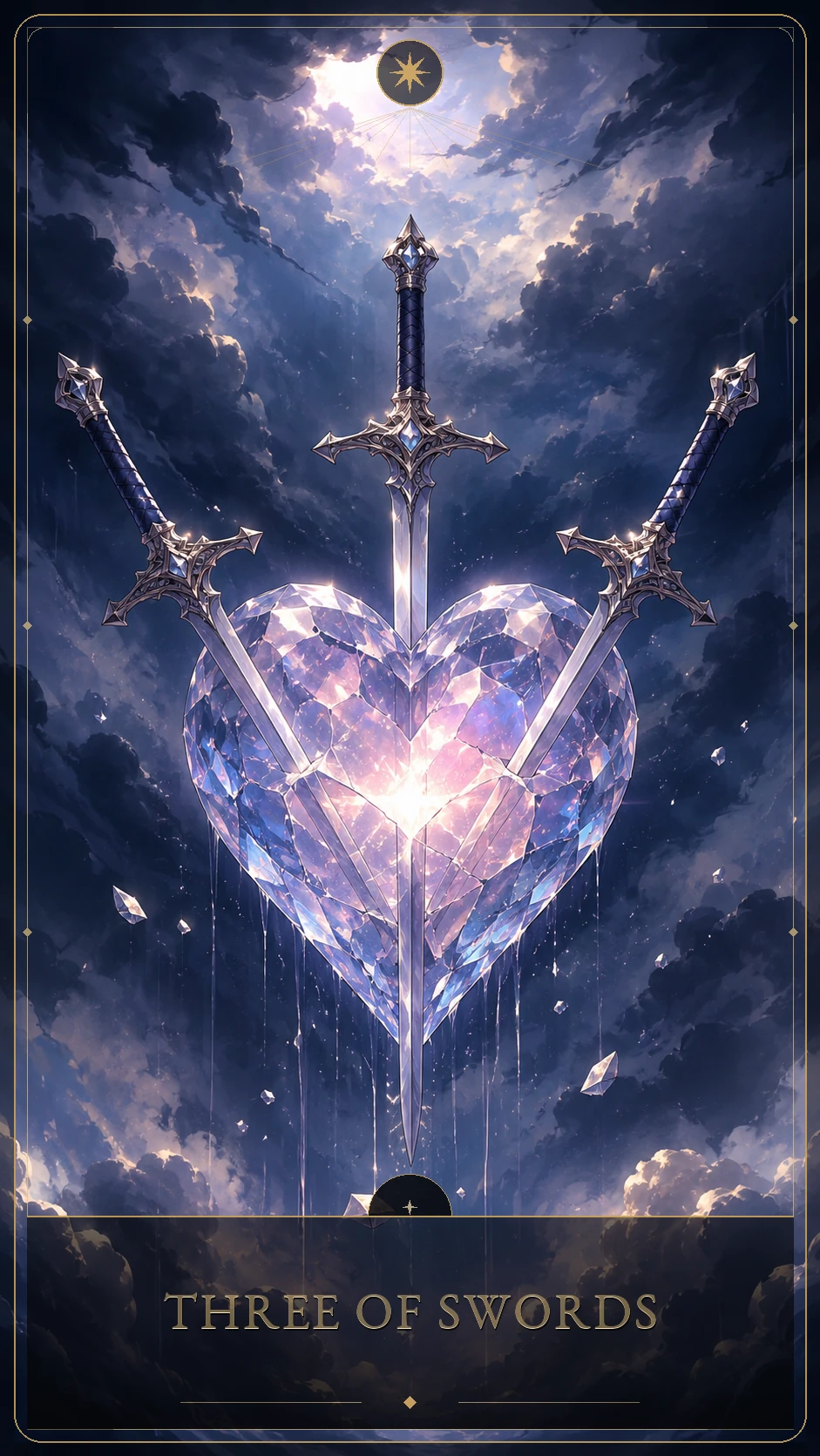 Three of Swords — canonical Lúmina tarot card