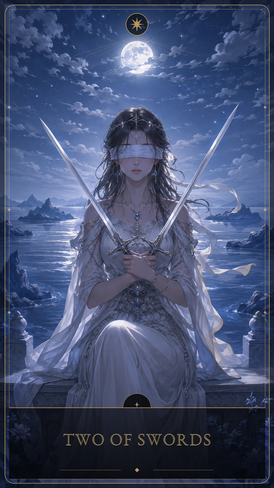 Two of Swords — canonical Lúmina tarot card