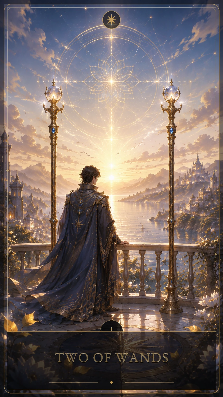 Two of Wands — canonical Lúmina tarot card